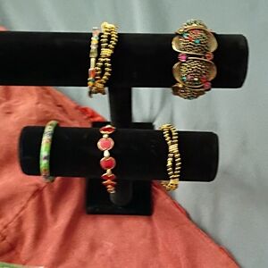 Elegant Gold and Multicolor Bracelet Set